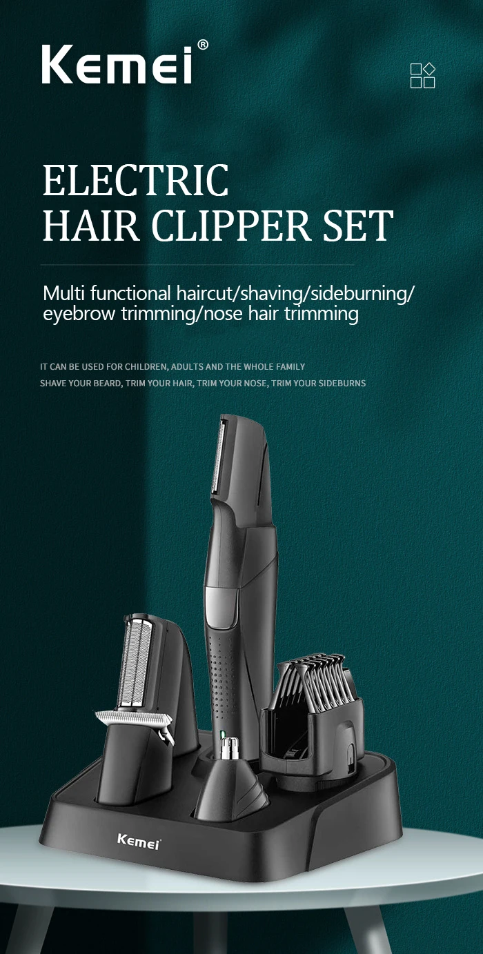 Description Picture 2 of itemKemei 5 in 1 Hair Trimmer Beard Trimmer Body Trimmer, Hair Clipper, Ear & Nose Hair Trimmer, Electric Razor, Shaver Cordless
