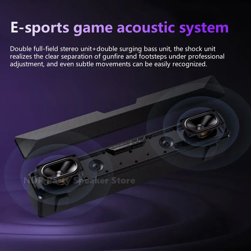 컴퓨터 오디오 스피커 데스크탑 Esports 게임 7.1 서브우퍼 유선 블루투스 모드용 서라운드 사운드 RGB 조명 효과 노트북