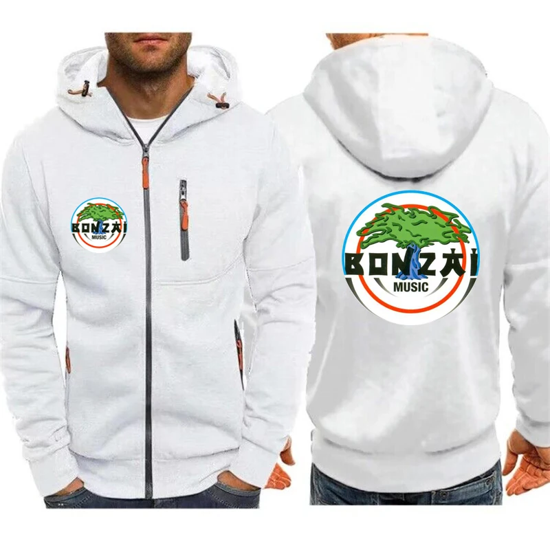 Hoodies Men Jacket Bonzai Records Music Print Casual HipHop Harajuku Hooded Sweatshirts Mens Zipper Jacket Man Hoody Clothing 4