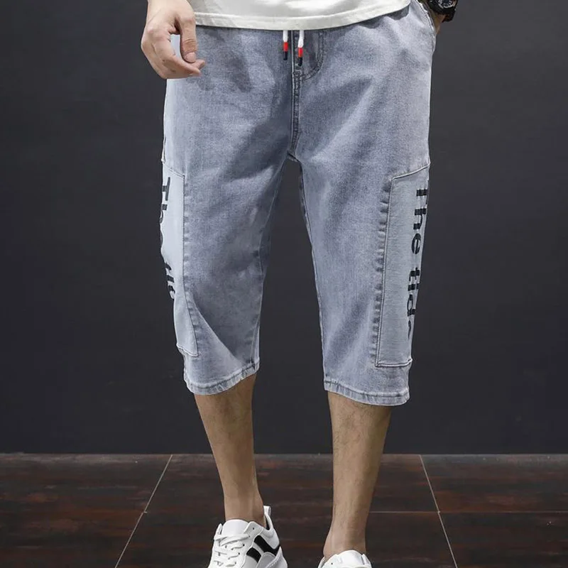 Denim Capris 2024 Summer New Thin Loose Plus Size 5xl Straight Large Medium Pants Korean Edition Men Travel And Vacation Shorts
