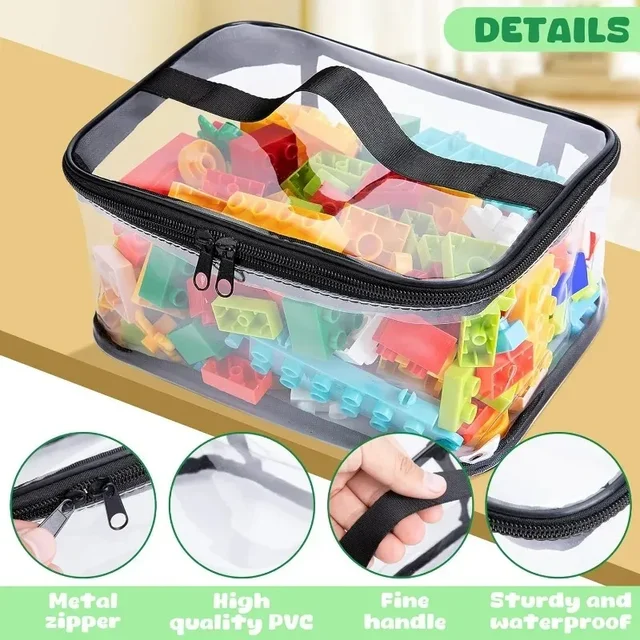 12802-b40e3c.jpg Transparent Large Toy Organizer Bag for Kids Puzzle Building Block Storage Bag with Handle PVC Waterproof Travel Cosmetic Pouch