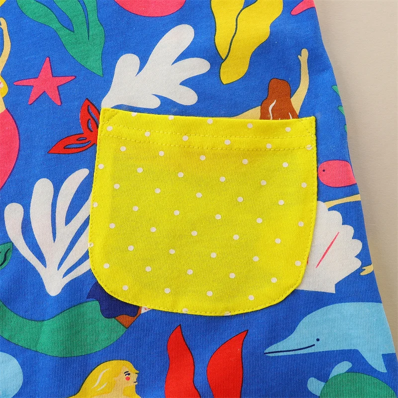 Springen Meter 2-7T Sommer Prinzessin Mädchen Kleider Mit Taschen Wissenschaftliche Experiment Kinder Kleidung Baumwolle Baby Kostüm Kleider – Detail 11