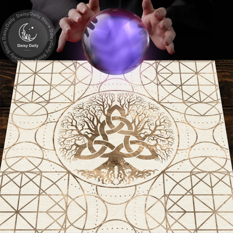 Tree of Life Pendulum Divination Altar Tablecloth Board Game Tarot Pad Rune Table Cloth Astrology Oracles Board Game Mat Square 3