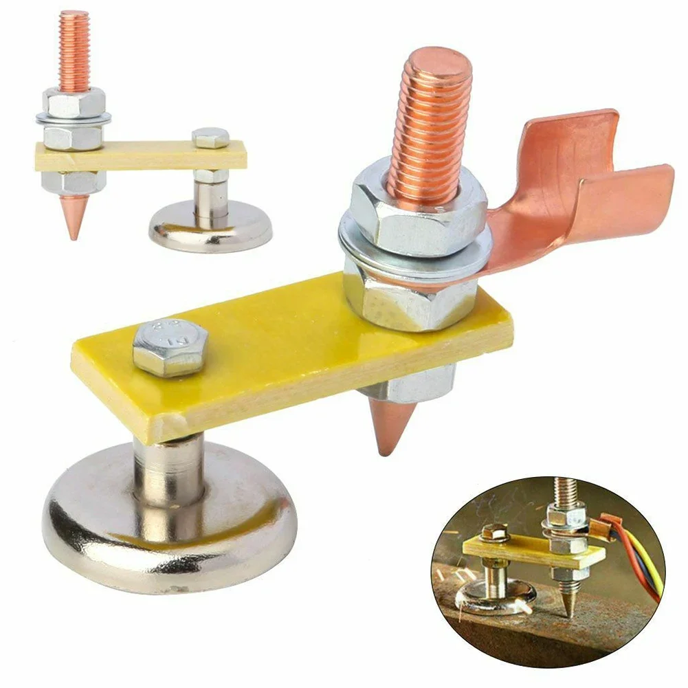 Welding Magnet Head Magnetic Support Grounding Clamp Holder Fixture Strong Welder For Mechanical Repair Tool Wi/ Copper Tail 1pc magnetic welding holders welding accessories clamp magnetic welding fixer
