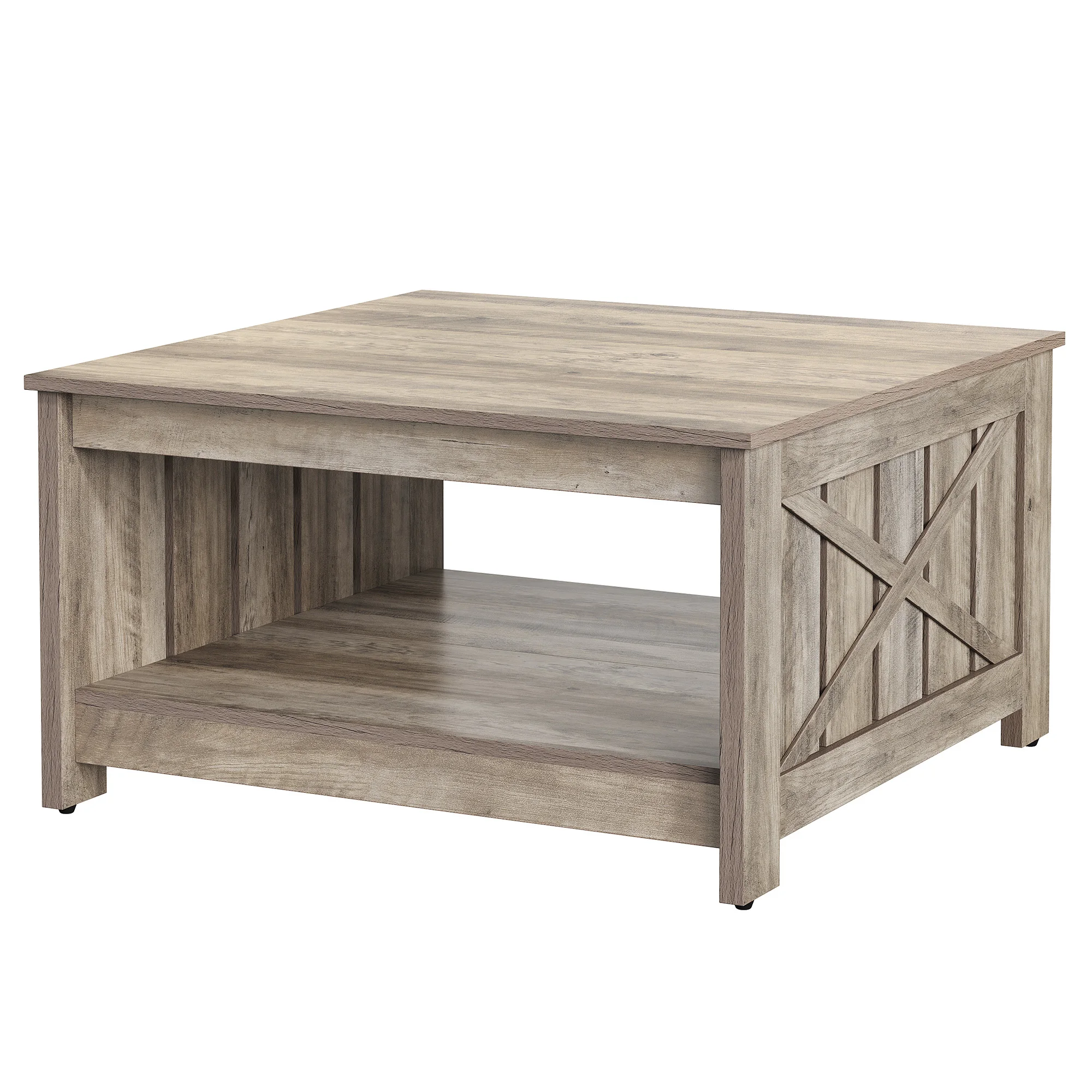 Coffee Table Farmhouse Coffee Table with Storage Rustic Wood Cocktail Table,
