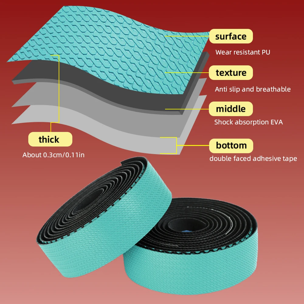 Bike Handlebar Tape PU EVA Cycling Grips Strap Anti-slip Shock-absorbing Comfort With End Plug Bike Accessories