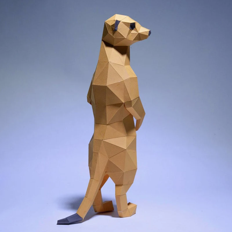 Meerkats Suricate Animal Paper Model Porch Decor 3D Hand Made Papercraft Model Kit DIY Origami Corridor Ornament Puzzles