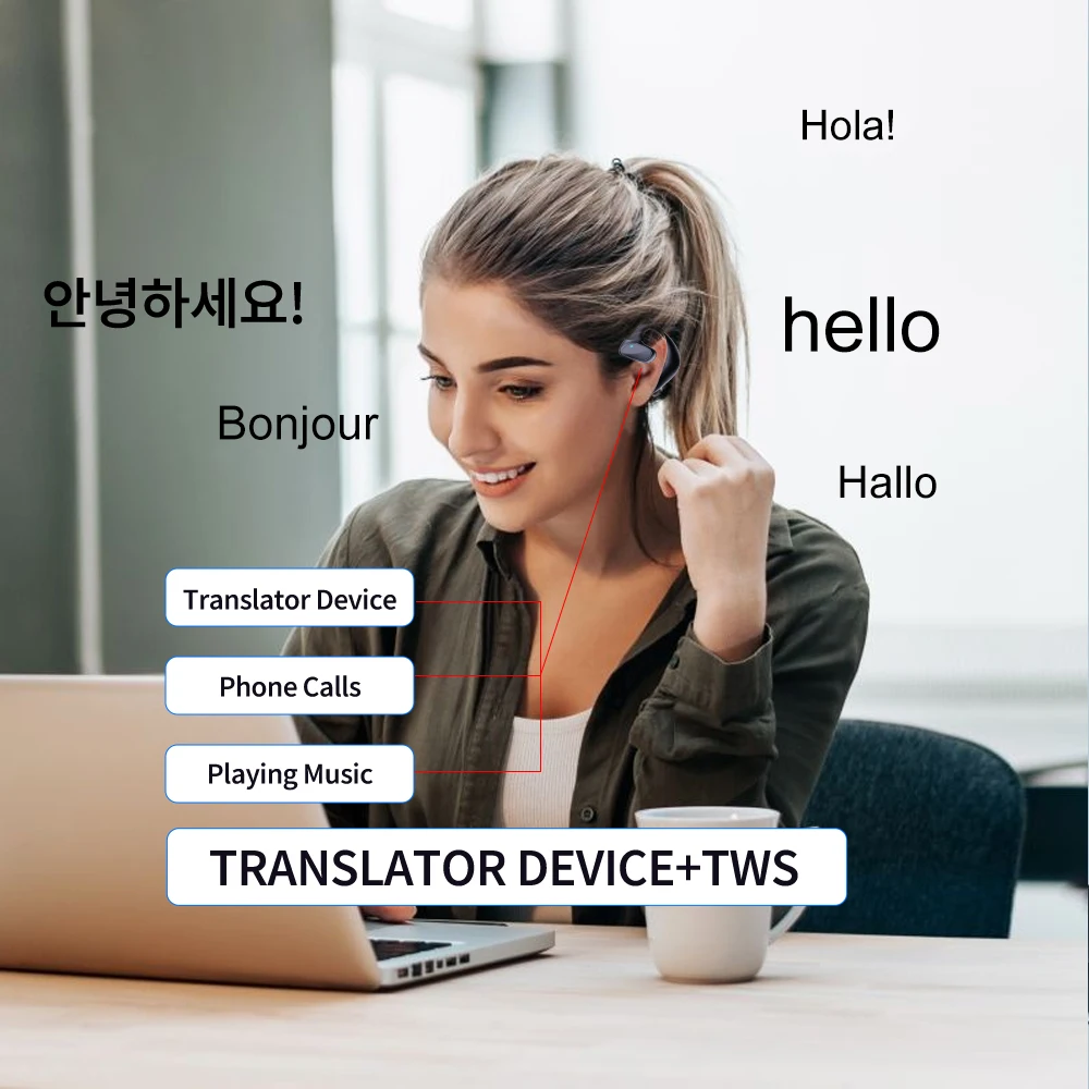 M8 Smart Voice Translator Wireless Bluetooth Earphones Translation Headphones 144 Languages instant Translate Voice Translator