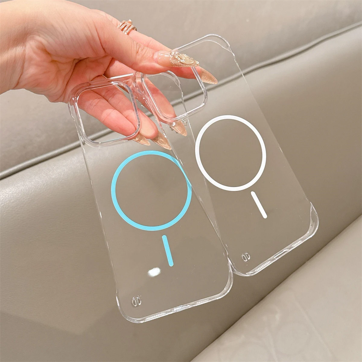 Slim Frameless Clear PC MagSafe-Compatible Case with Heat Dissipation and Magnetic Charging Capability