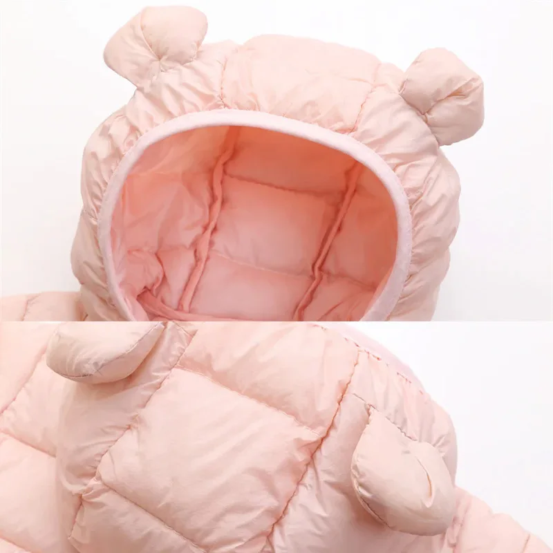 Boys Girls Down Coat Children Casual Autumn Winter Jackets Warm Hooded Fashion Outerwear Solid Color Cotton Parkas