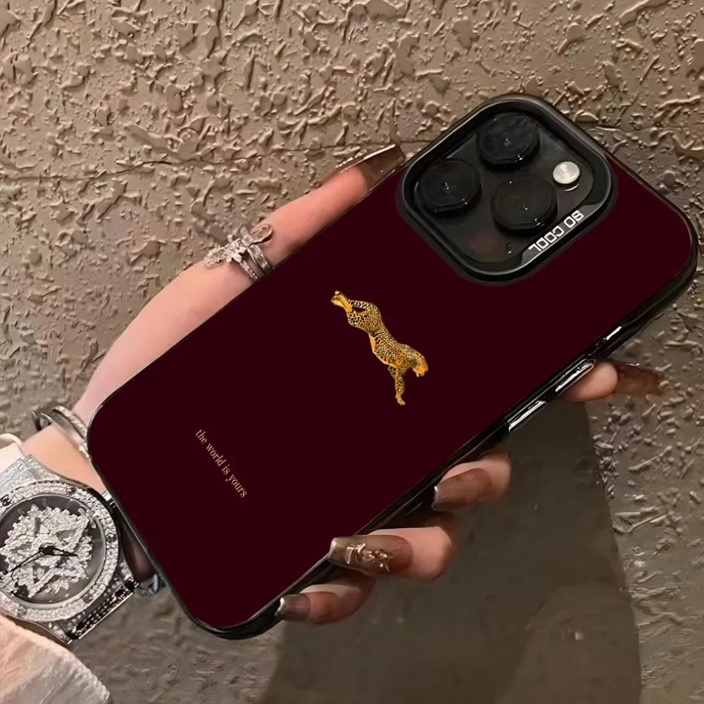 Chic Leopard Print Wine Red Patterned Phone Case