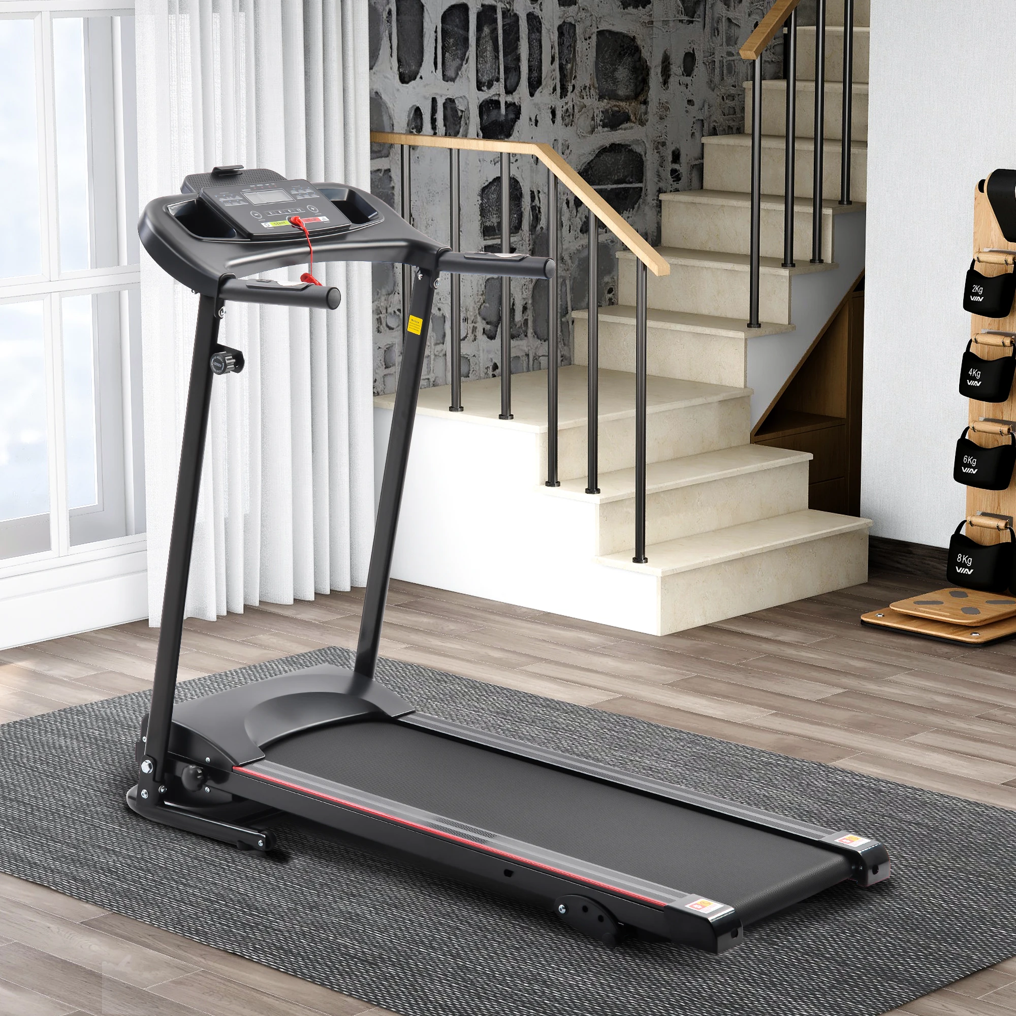 Powerful Folding Treadmill for Home Gym-3-Level Incline, LCD Fitness Tracking, 12 Preset Programs, 265 lbs Capacity