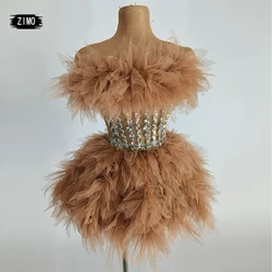 fashion khaki pink red dress sexy top and skirt sets dance mesh lace birthday party club drag queen costumes performance stage