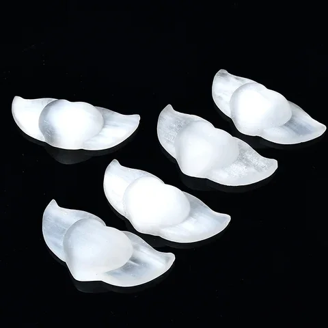 

100% Natural White Selenite Rough Mineral Specimen Healing Crystal Love angel Shape Making Stone Plate Carving Home Decor Gifts