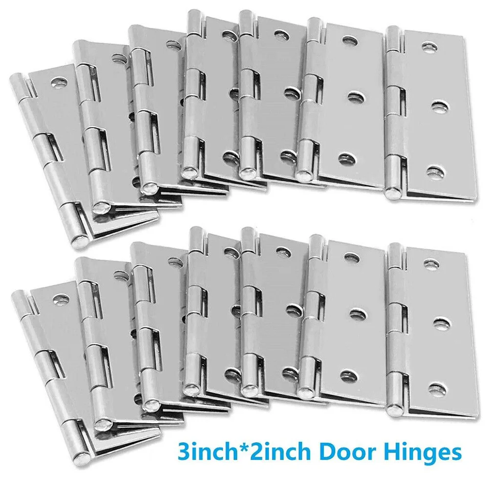 

10 PCS Door Hinge Stainless Steel Flat Hinges Window Cabinet Hinges Door Connector Bookcase Wooden Boxes Furniture /3inch