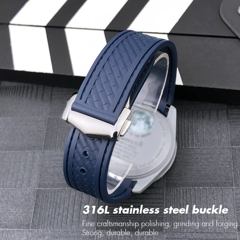 Curved End 19mm 20mm Rubber Watch Bands for Omega AT150