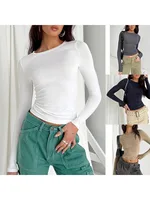 Women Casual Long Sleeve T-Shirts Spring Autumn Solid Slim Fit Pullovers Tees Shirts Female Streetwear Base Tees Tops  Casual 1