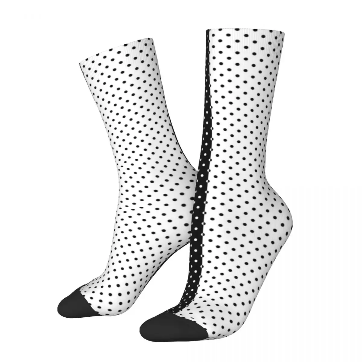 

Black And White Two Tone Stockings Women Retro Polka Dot Socks Soft Socks Winter Running Sports Anti Bacterial Graphic Socks