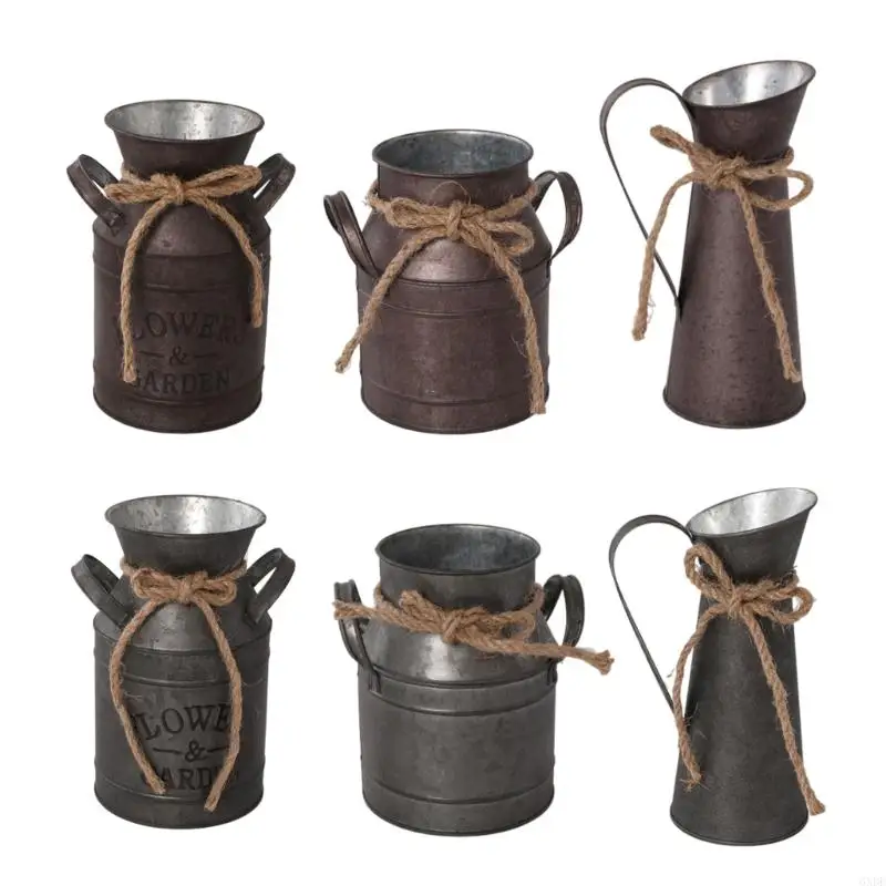 Durability Metal Gardening Can Rustics Milk Can Flower Holder Decoration 6XDE 2
