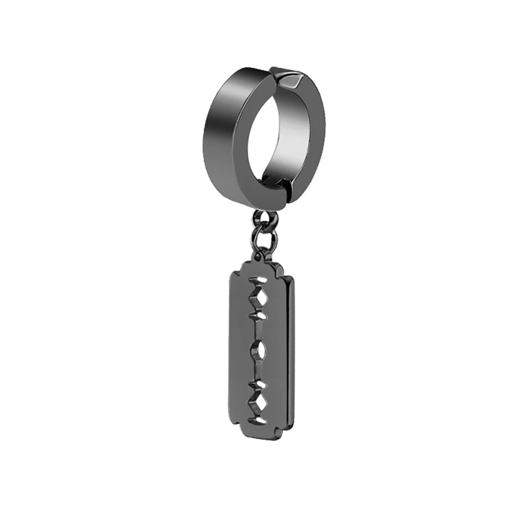 Clip On Hoop Earrings For Men Stainless Steel Fake Piercing Dangle Huggie
