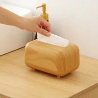 Tissue Box Table Napkin Rings Tissue Case Paper Box Container Bamboo Cover Solid Wood Storage Box Home Room Shelf Organizer 1