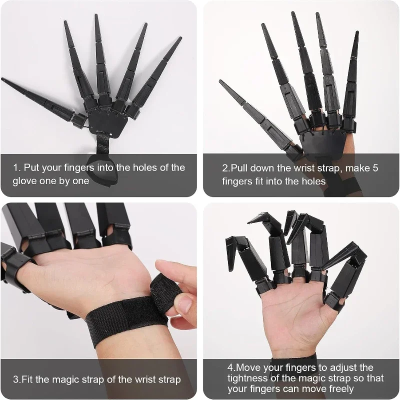 Halloween Articulated Fingers Scary Fake Skeleton Hand Cosplay Finger Glove Horror Ghost Claw Prop Party Decor