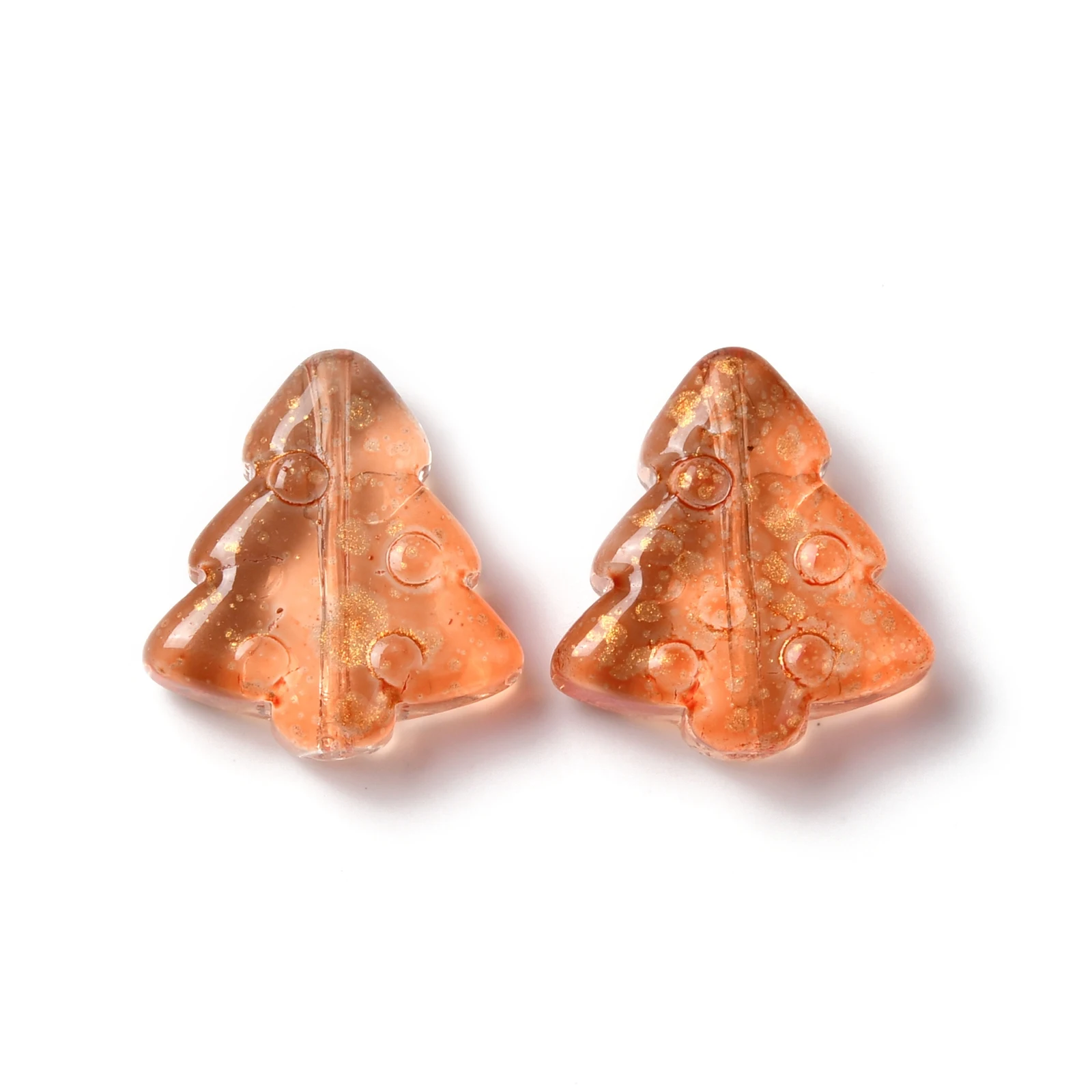 200pcs Gold Color Foil Glass Christmas Tree Loose Beads for Jewelry Making Bracelet Earrings DIY Crafts Findings