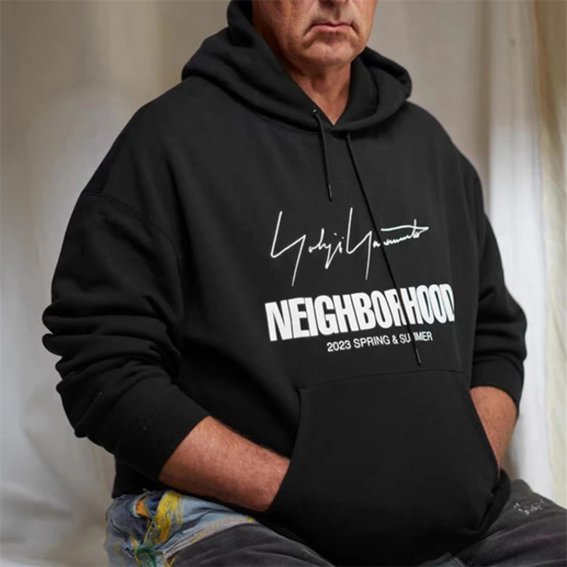 

NBHD Neighborhood X Yohji Yamamoto Co-branded Men's Hoodies 2023 Autumn/Winter Japanese Plush Insulation Casual Women's Pullover