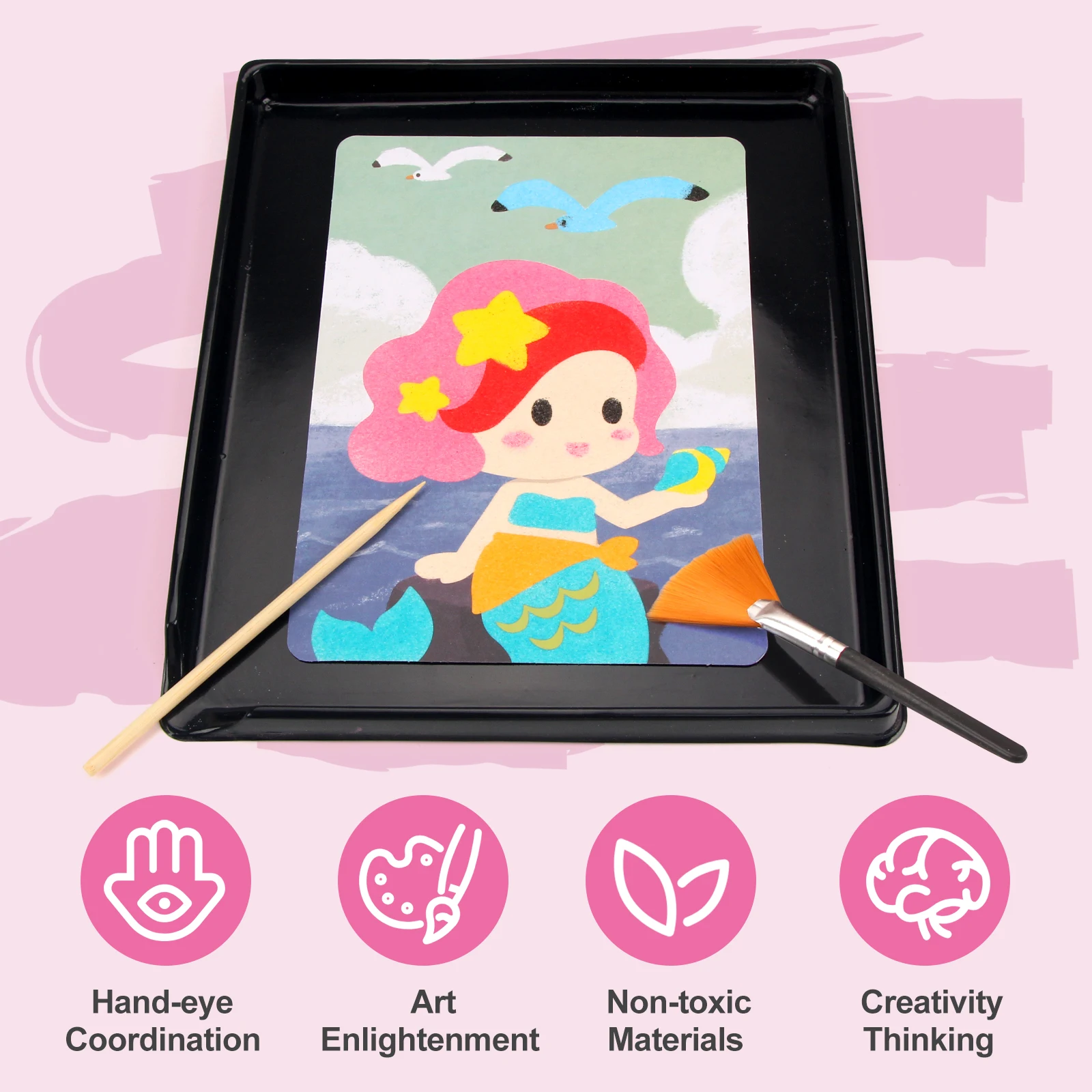 Sand Art Kit DIY Sand Painting Craft 12 Princess Sand Painting Cards 14 Color Montessori Toys Educational Toys For Kids Gifts 4