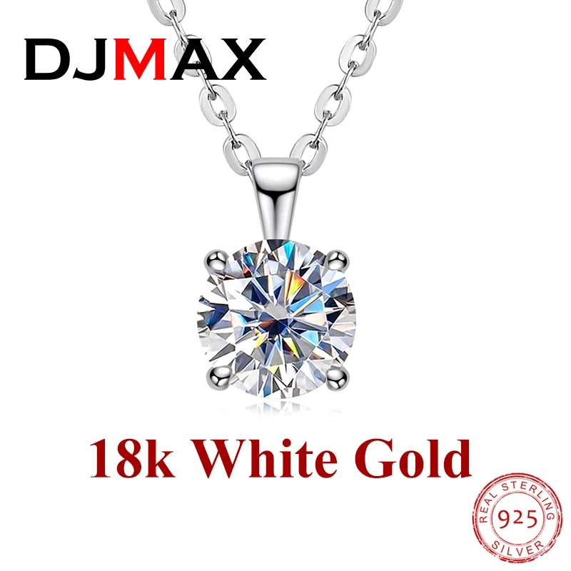 DJMAX1CaratDColorMoissaniteDiamondNecklaceTopQuality925