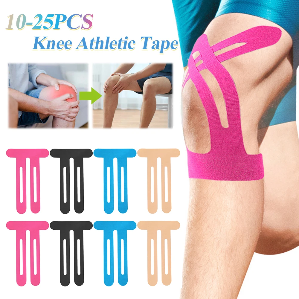 10-25Pcs Precut Kinesiology Tape Elastic Sports Protection Sport Knee Tape for Knee Support & Stability 1