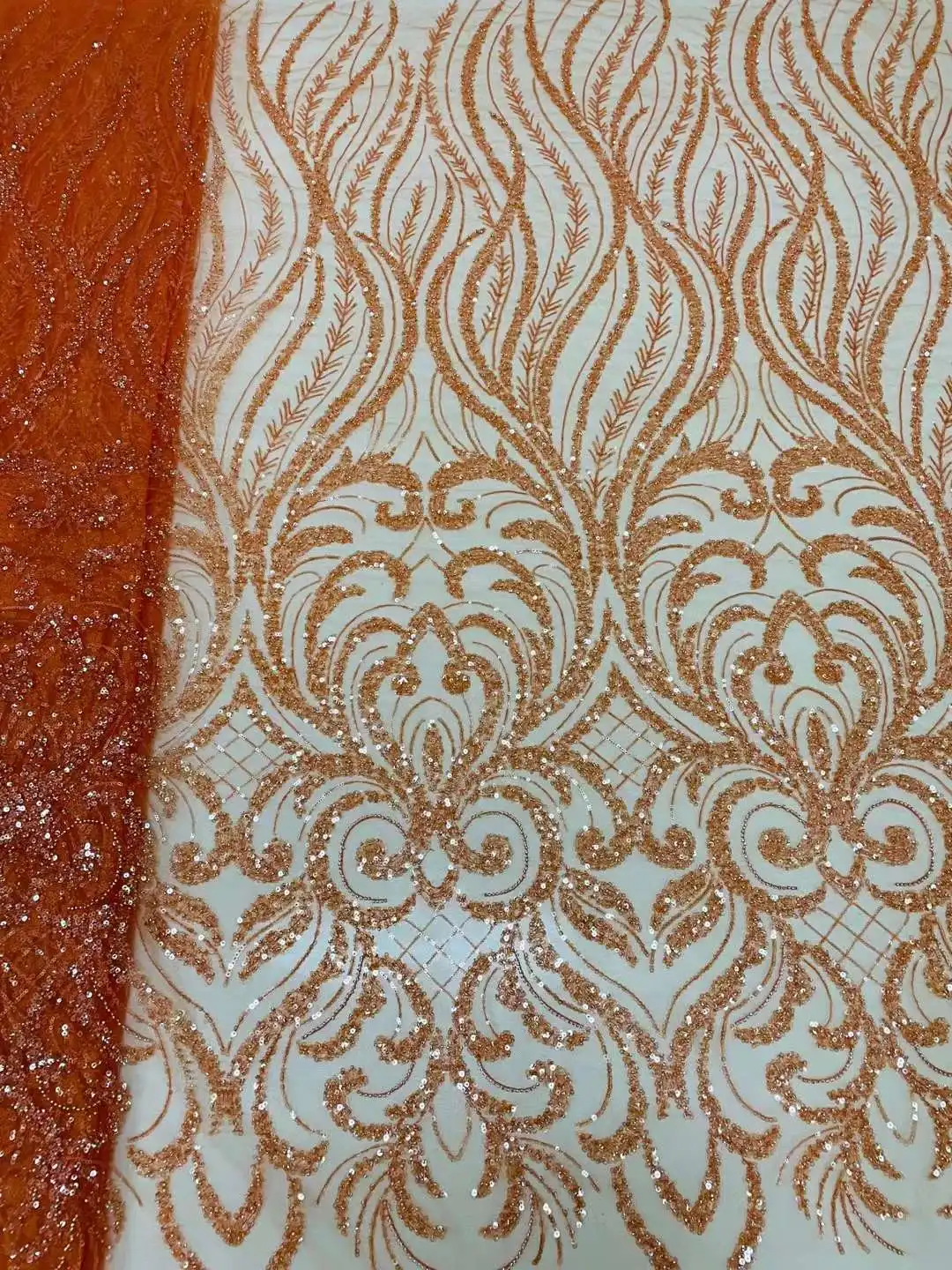 

New Beaded Lace Design Sparkle Sequins Embroidery French Tulle Net / Beaded African Lace For Evening dresses.Weddings Party