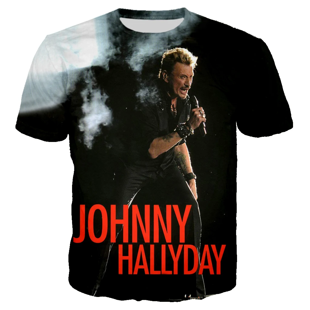 

Johnny Hallyday T-shirt Men Women New Fashion Cool 3D Printed T-shirts Fashion Casual Style Tshirt Streetwear Oversized Tee Tops