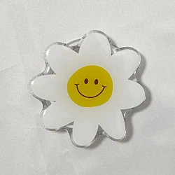 Korean Cute Cartoon White Sunflower Phone Holder Griptok - Adorable Grip Tok Socket Bracket Girl Gift (Magnetic 196)