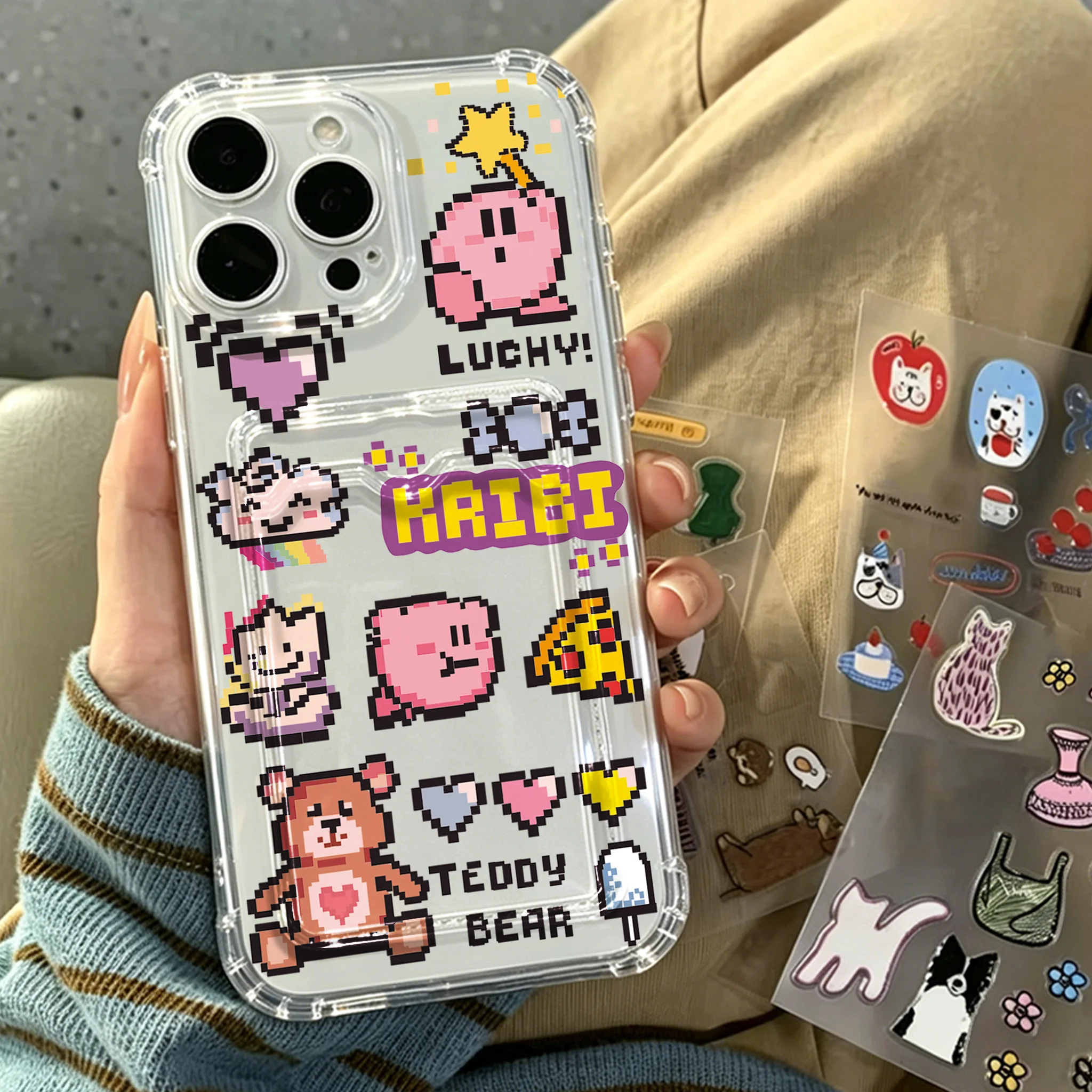 Adorable Kirbys Card Holder Phone Case with Airbag Cover