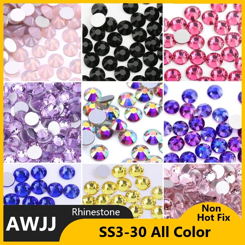 

SS3~SS30 AAAAA Top Quality Crystal Non Hotfix Nail art Rhinestone Super Bright Glass Strass 3D Nail Art Decoration