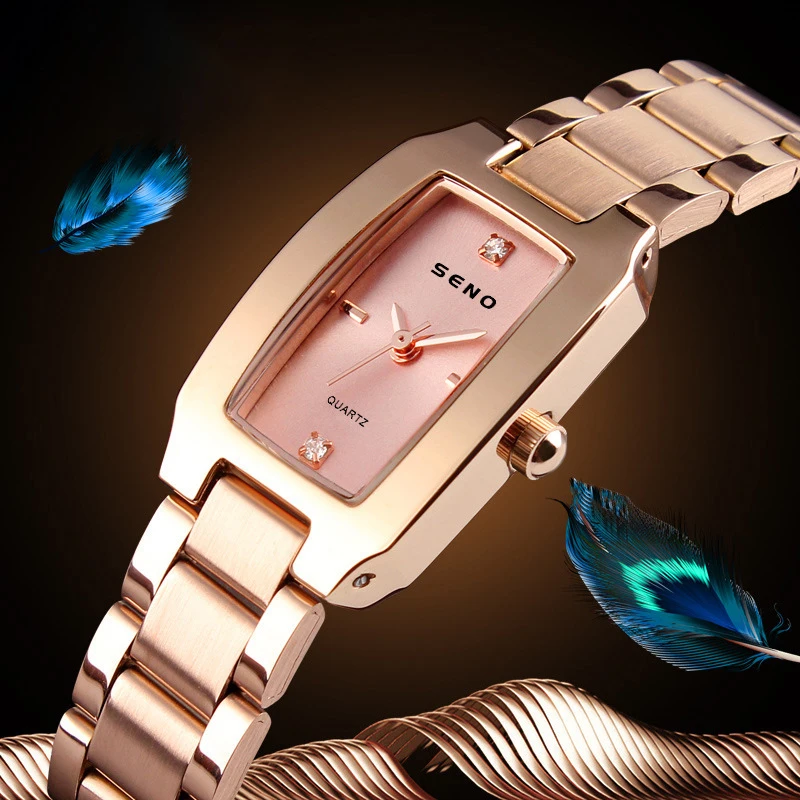 Luxury Women's Quartz Wristwatches Ladies Watches for Female Watch Alloy Strap Fashion Square Diamond Gold Clock Bracelet