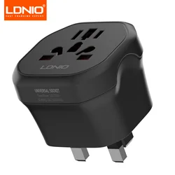 Universal Travel Adapter with Global Plug Compatibility and AC Outlet (UK)