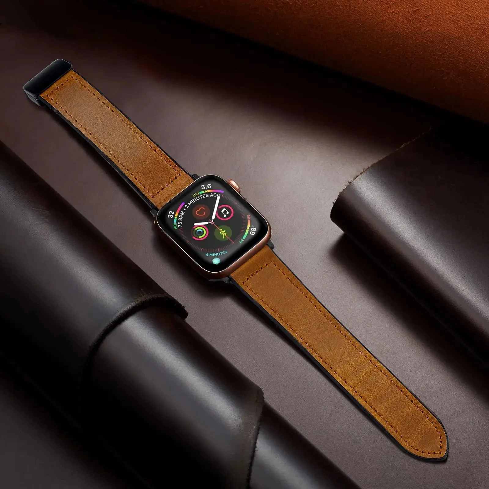Leder+Silikon-Armband für Apple Watch Band Ultra 49mm 44mm 45mm 41mm 46mm 40mm 42mm Magnetarmband iwatch Serie 11 10 9 8 7 – Detail 9