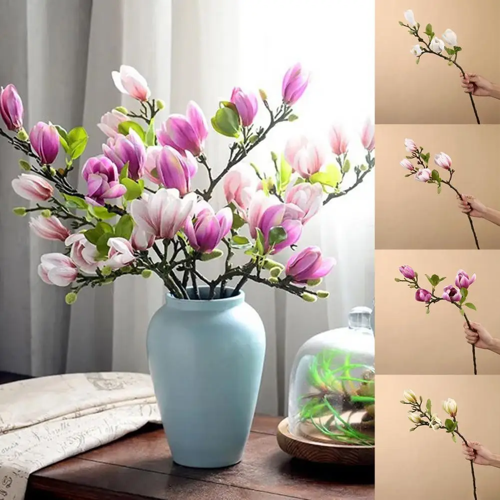 

68cm Artificial Magnolia Flower Branch Silk Magnolia Blossom Branch Home Christmas Wedding Decoration Fake Silk Flower Plant