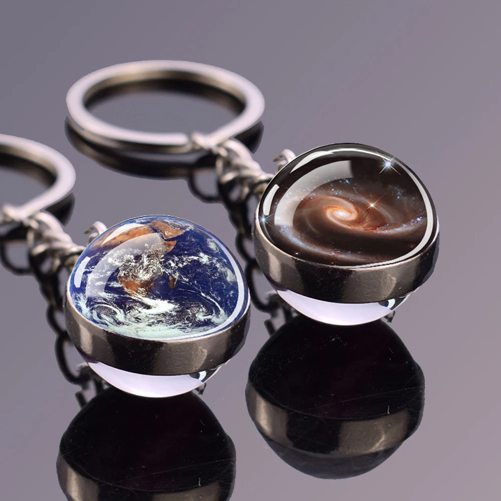 Nebula Galaxy Planet Portachiavi Multicolor Universe Double Side Glass Ball Ciondolo Portachiavi Gioielli Astronomici Aurora Portachiavi