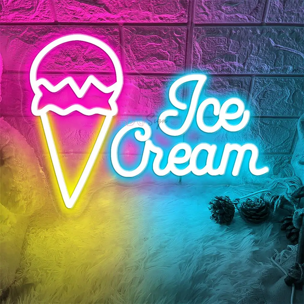 Ice Cream Neon Sign Lights Restaurant Cafe Dessert Shop Room Decor Wall