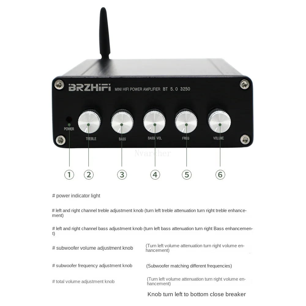 Фото Цифровой усилитель мощности Nvarcher TPA3250 2,1 Hi-Fi Bluetooth 5,1 QCC5125 70 Вт * 2 + 130 Вт PCM5102A DAC №3
