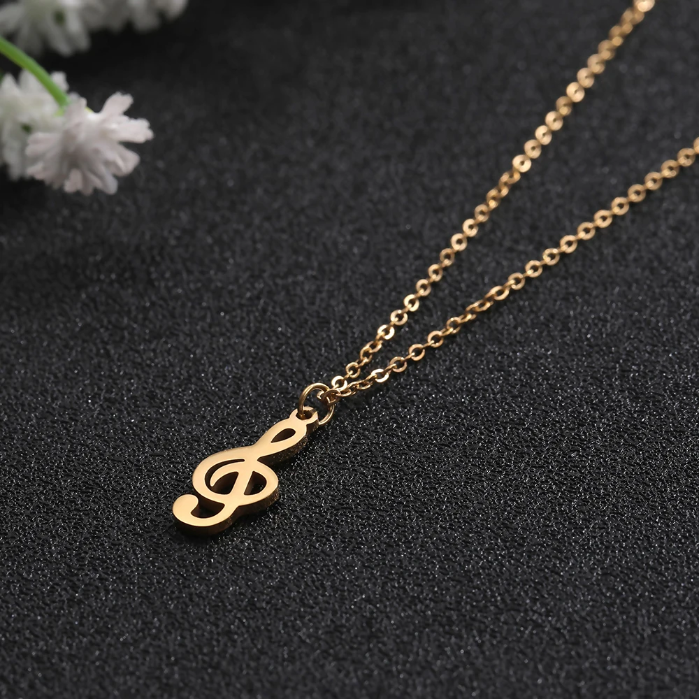 Skyrim Note musicali collane con ciondolo donna ragazze moda acciaio inossidabile nastro colore rmo collo catena gioielli girocollo regalo  36