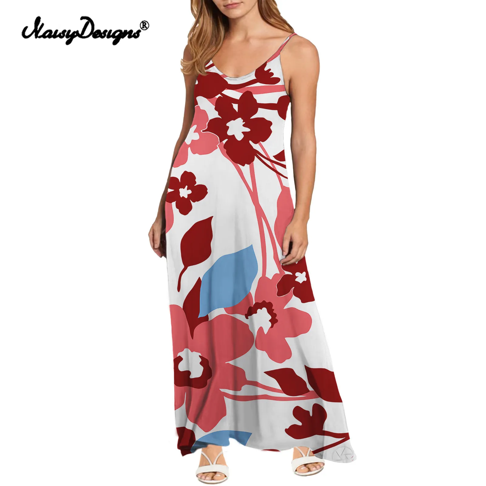 

Noisydesigns Summer Long Dress 2022 Robe Sleeveless Dresses Tropical Hibiscus Print Women Casual Sundress Maxi Dresses For Women