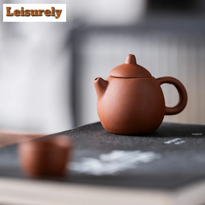 Creative Small Pocket Purple Clay Tea Set Handmade Zhu Mud Fingertip Teapot 1 Pot 4 Cups Tea Play Pet Kung Fu Teaware Ornament