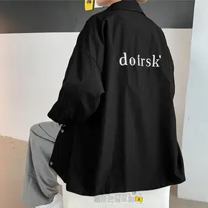 Men Cardigan Shirt Oversized Men's Cardigan Jacket with Lapel Pockets Soft Stylish Spring/fall Coat in Solid Color with Letter