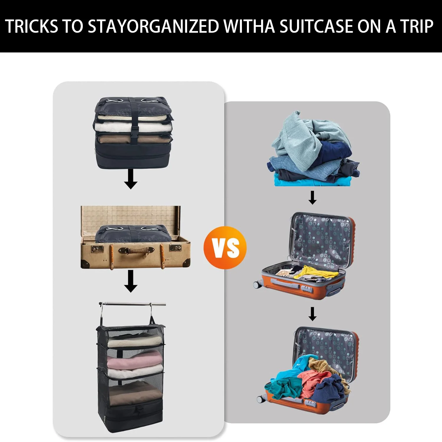 Luggage storage bag hanging packing cube, upgraded nylon fabric portable storage bag 16*10*21 inches, business travel essentials 4