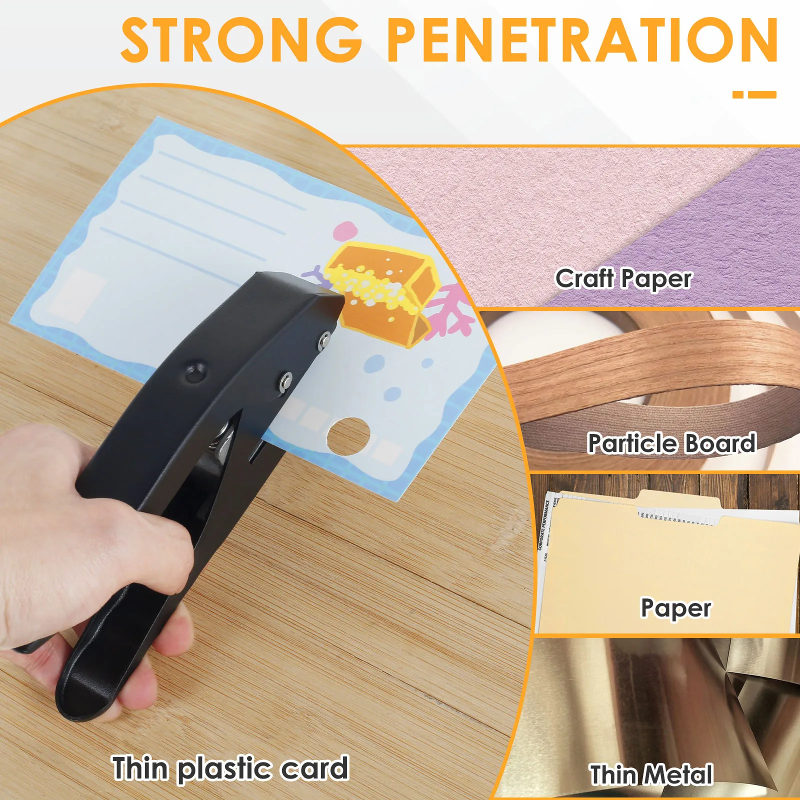 Single Hole Punch 8/15mm Hole Puncher Edge Banding Round Punching Pliers Paper Scrapbook Punches for Home Office School Supplies - 3