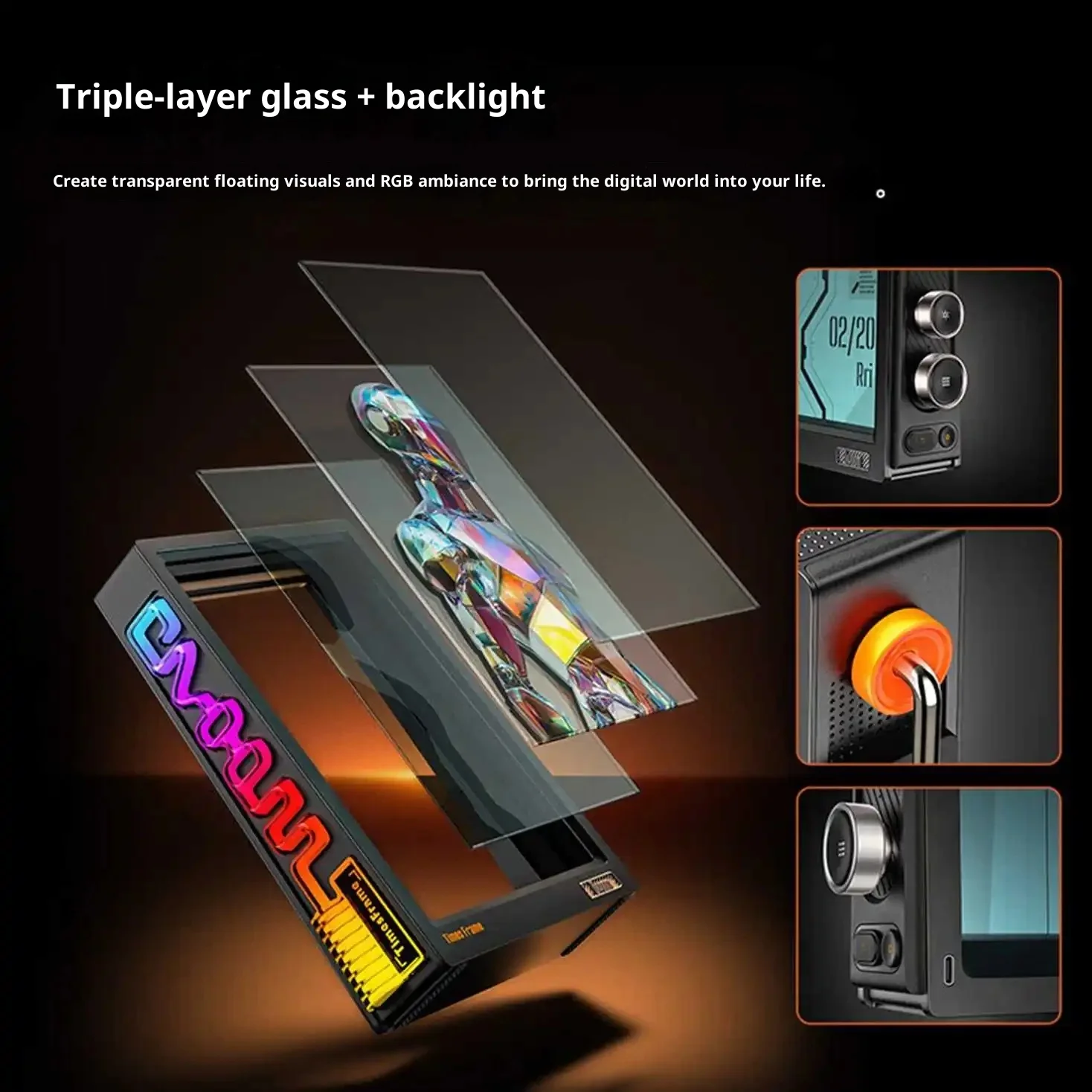 Divoom Times Frame Photo Storage Machine Electronic Floating Photo Frame Digital Photo Album Display Screen IPS Floating Screen view 3